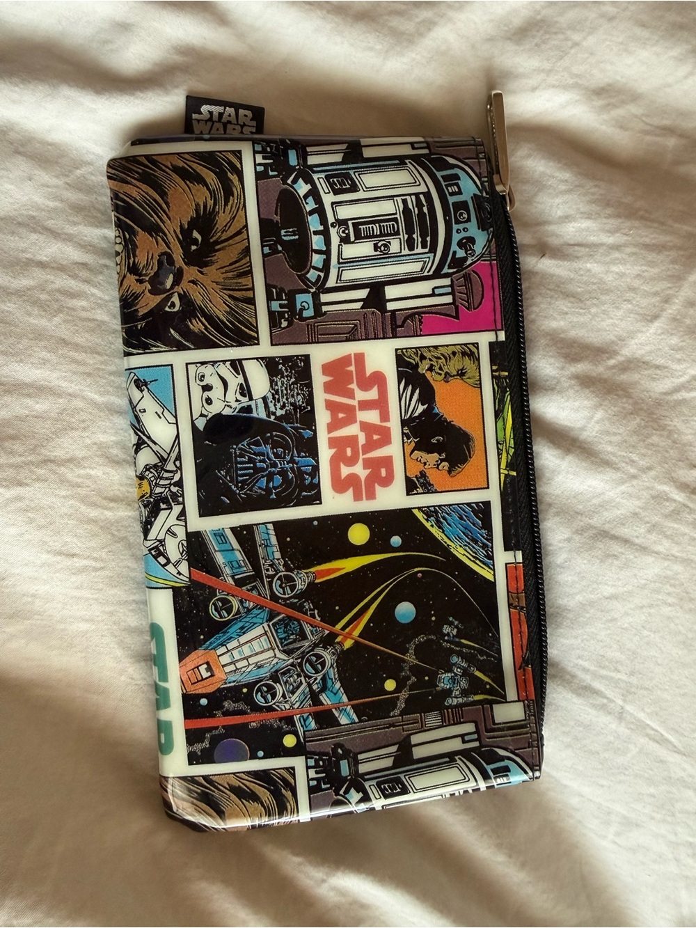 Star Wars Comic Panel Flat Zip Pouch - Black, White, Blue, Pink, Yellow